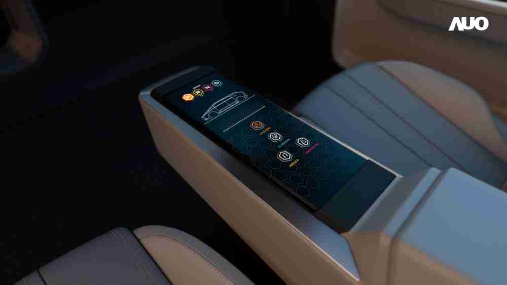 CG电子以人性化设计打造多变形态中控显示(Morphing Center Control)，，，不使用时仅平面显示信息，，进行操作时，，，显示器则会动态隆起，，，转变成3D实体按钮，，，，并有触觉回馈，，，展示人机互动新体验