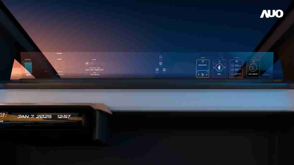 CG电子无界透明显示接口(Horizon Image Glass)透过车运算方案整合仪表板、、、、中控台及副驾显示器，，一体式全景呈现，，，，提供乘用者清晰的前方视野、、行车必要信息与娱乐功能