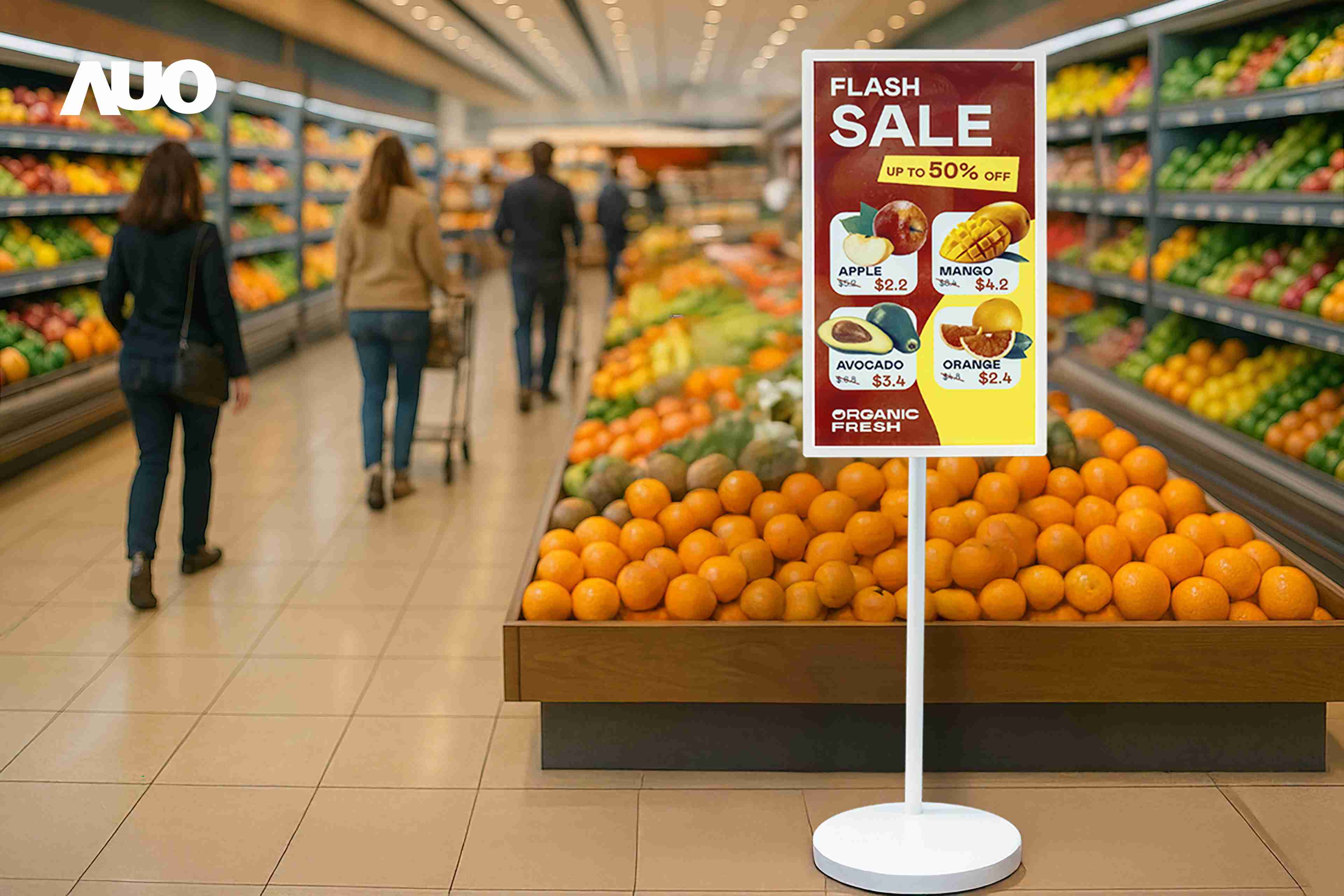 达擎首亮相低功耗、、全彩的〝aecoPost电子纸解决方案〞，，，，仅在更新画面时需要微量的电力驱动，，，无需布建电线的便捷设计，，，，使其可灵活应用、、、、随意置放，，并可透过云端或行动装置app，，轻松管理及排程广告内容，，，晋升店头营销利器。。。。